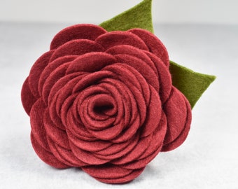 Red rose for dog collar, Felt rose for pet collar, Flower collar accessory, Floral wedding dog accessory, Felt flower for cat collar