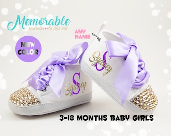 purple infant shoes