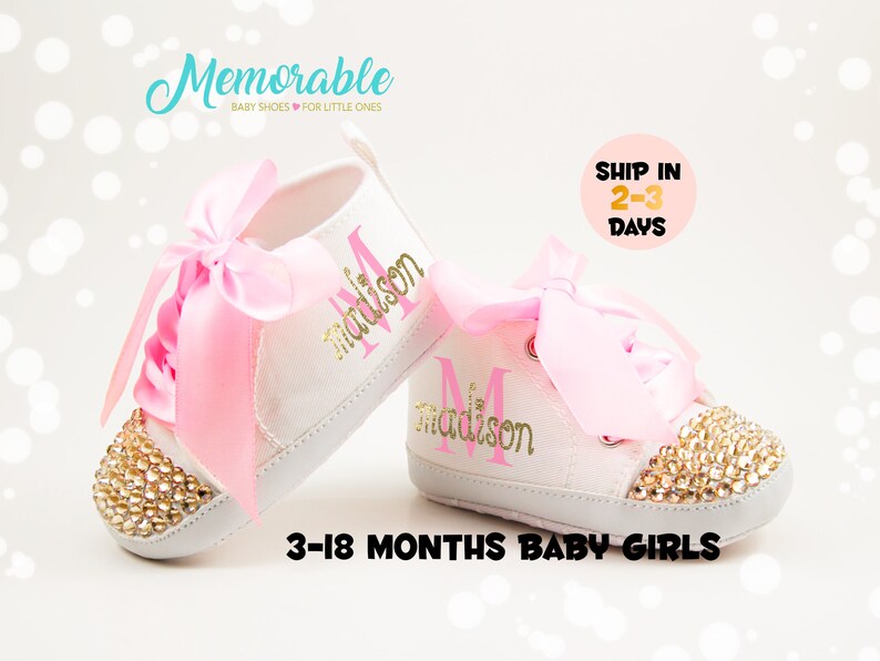 Pink Gold First Birthday Outfit Pink Gold Baby Girl Shoes Etsy