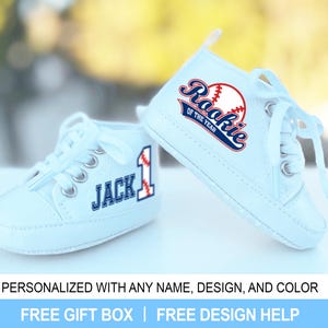 Custom Rookie Of The Year 1st Birthday Boy Shoes, First Birthday Rookie Baseball Baby Shoes, Personalized Rookie Year Birthday Outfit & Gift