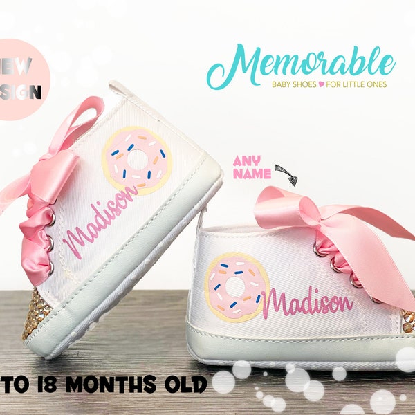 Donut Baby Girl Gift, Baby Bling Shoes, Donut 1st Birthday, Donut Baby Outfit, Personalized Baby Shoes, Baby Shower Gift