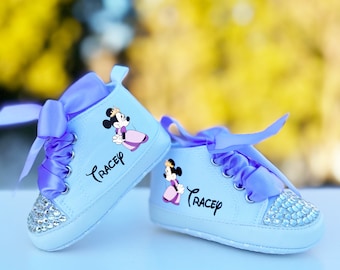 Minnie Mouse Crown Baby Shoes, Purple Minnie Mouse, Any color, Up to 18 Months