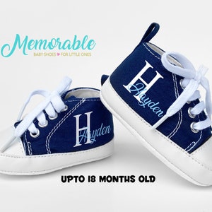 Blue High Tops, Personalized Baby Boy Shoe, Baby Boy Shoe, Infant Shoe, Soft sole, Baby Gifts, Personalized Baby Gift, Monogram Shoe