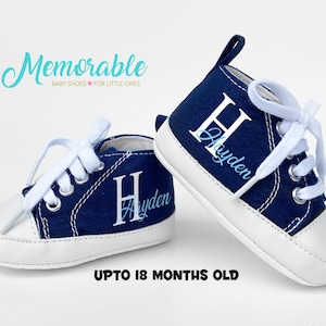 Blue High Tops, Personalized Baby Boy Shoe, Baby Boy Shoe, Infant Shoe, Soft sole, Baby Gifts, Personalized Baby Gift, Monogram Shoe