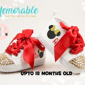 Red White Black Minnie Mouse Baby Shoes, Infant Shoes, Baby Shower, First Birthday