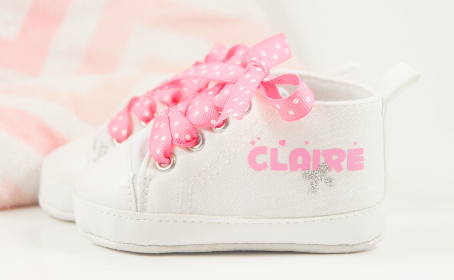 White and Pink Baby Shoes Baby Girls Crib Shoes Toddler Girl | Etsy