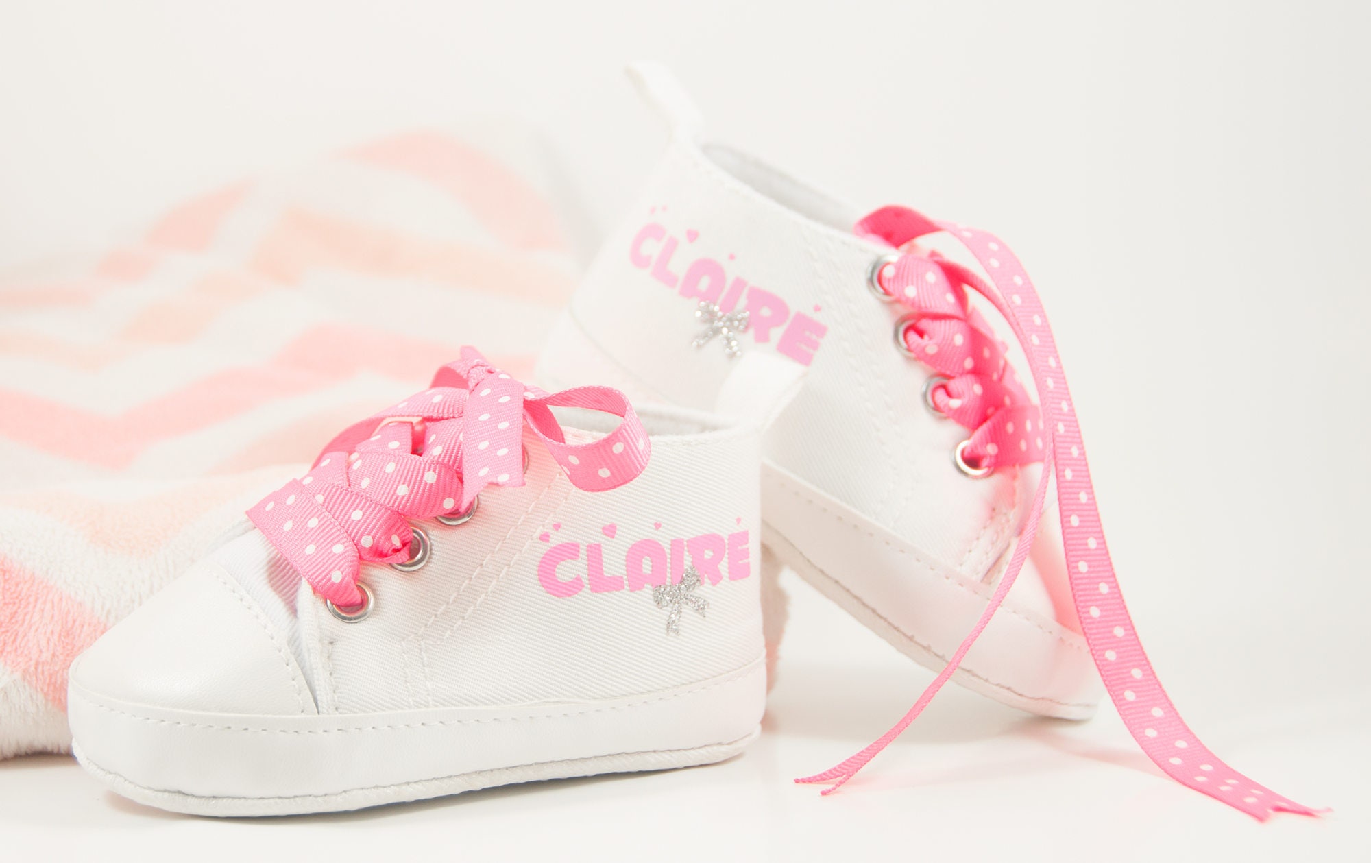 White and Pink Baby Shoes Baby Girls Crib Shoes Toddler Girl | Etsy