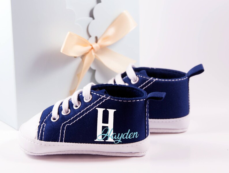 Blue High Tops Personalized Baby Boy Shoe Baby Boy Shoe Etsy