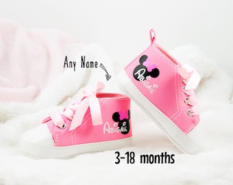 PINK BABY GIRL Shoes - Minnie Mouse Sneakers Baby - Personalized Baby Girl Shoes - Minnie Mouse First Birthday - Minnie Mouse Baby Shower