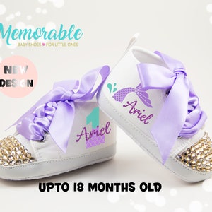 Mermaid First Birthday Outfit, Mermaid 1st Birthday Shoes, First Birthday Gift, Disney Mermaid Personalized Birthday Girl Shoes