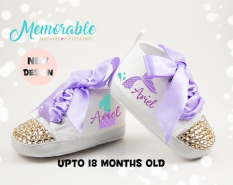 Mermaid 1st Birthday Shoes — Personalized Mermaid Baby Shoes | First Birthday Gift | Mermaid Party Shoes for Girls