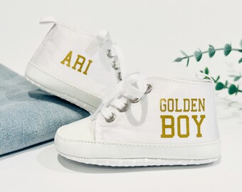 Golden boy baby shoe, first birthday gift, Photo Shoot, 1st birthday, Baby gift, Baby Shoes, Infant Shoes, Soft sole, Personalized Baby Gift