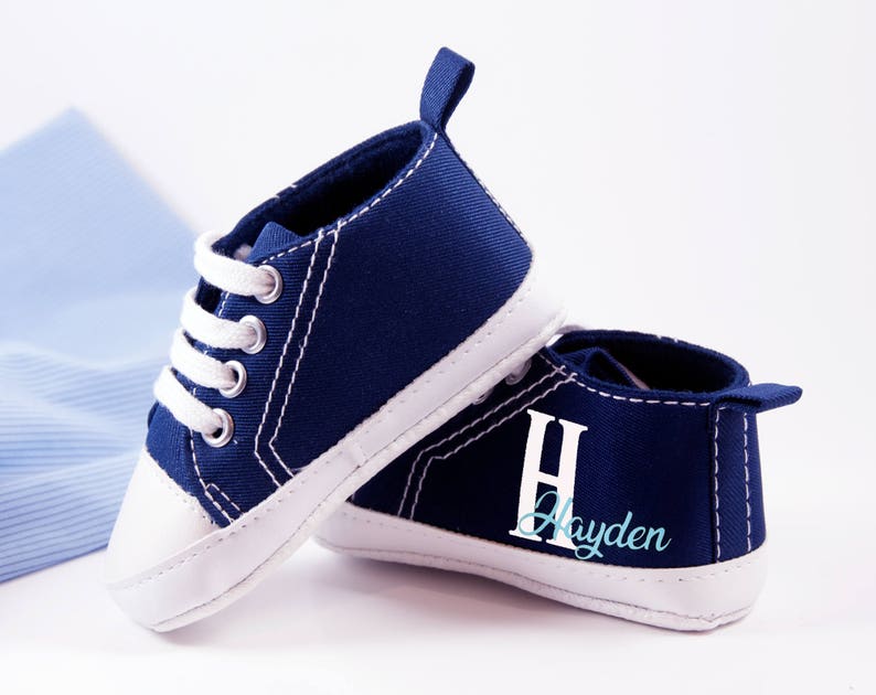 Blue High Tops Personalized Baby Boy Shoe Baby Boy Shoe Etsy