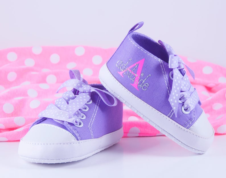 Purple Cute High Tops Baby Girl Shoes Personalized Baby Etsy