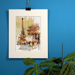 Schizzo di strada urbana di Roma, dipinto ad acquerello originale. Schizzo di viaggio in città italiana, acquerello. Regalo d'arte per la casa
