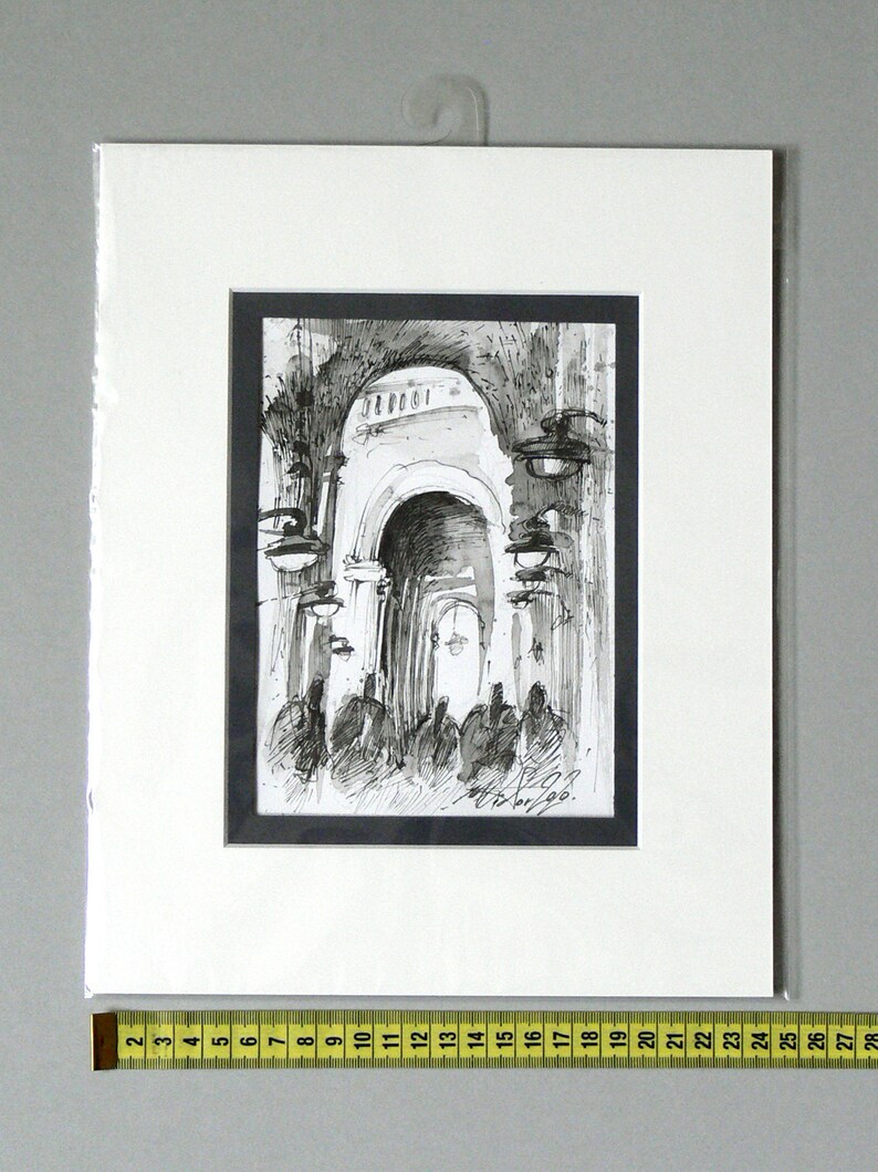 original small drawing sketch 2020 I portici di Bologna Ink drawing on paper