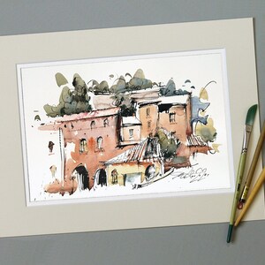 original small drawing sketch 2020 I portici di Bologna Ink drawing on paper