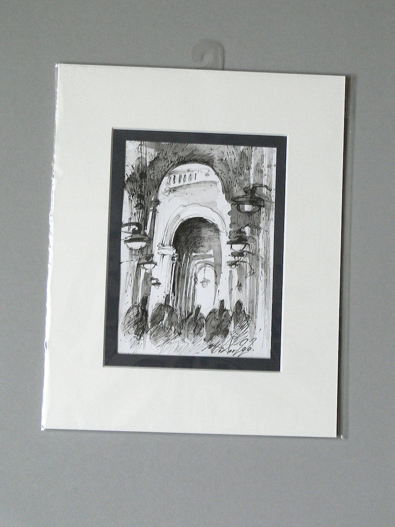 original small drawing sketch 2020 I portici di Bologna Ink drawing on paper