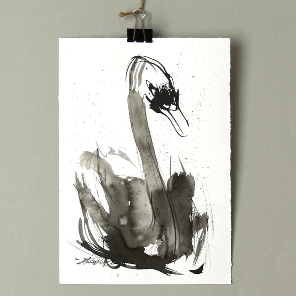 Swan Ink Drawing Swan Ink Drawing - Etsy