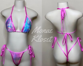 Exotic Dancewear Thong Bikini •Stripper Dancewear•Rave Outfits•Club-Attire•by Bodysuitkloset•Monaekloset