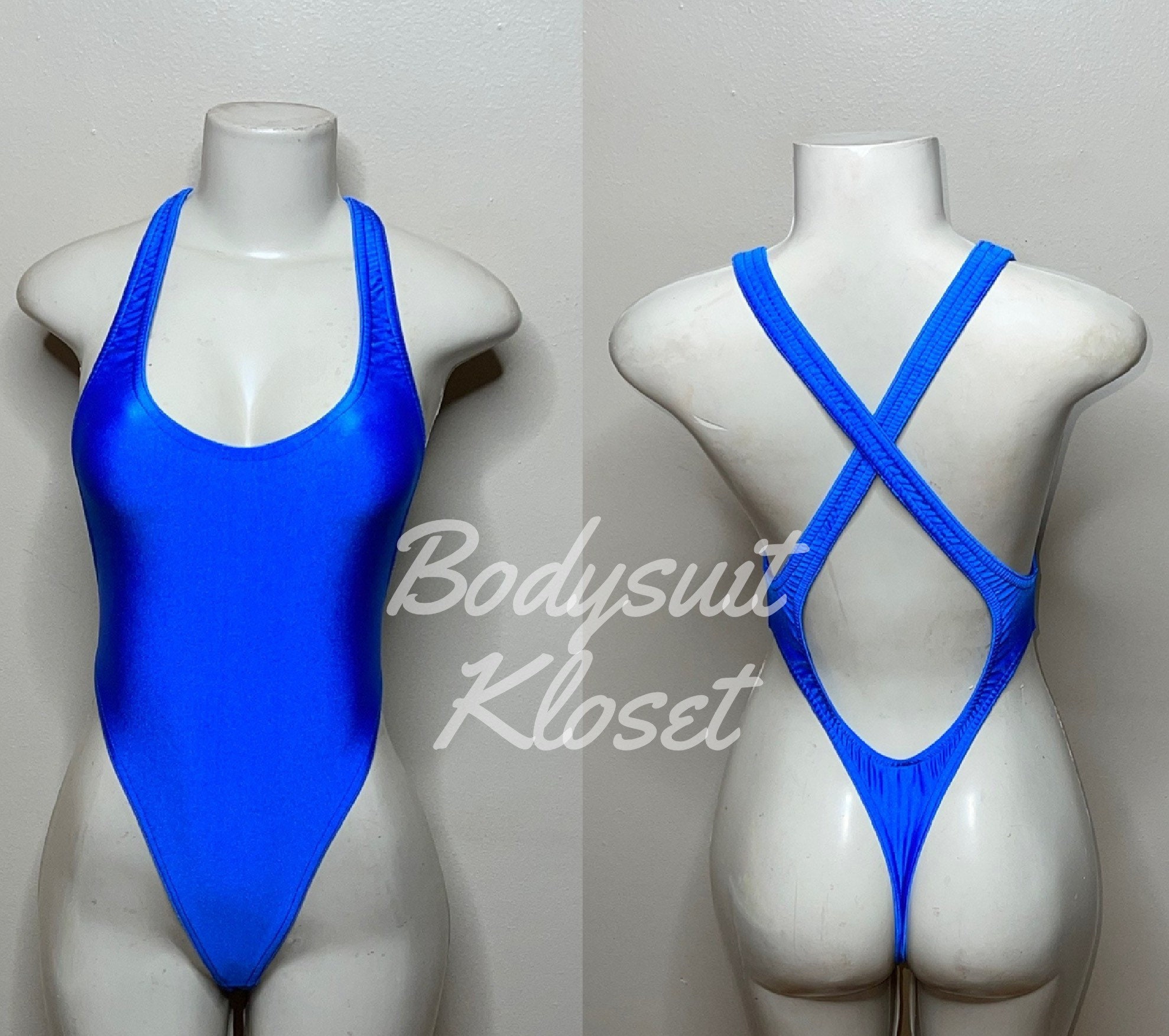 Exotic Dancewear Blue Thong Bodysuit stripper Dancewearrave Outfits  Club-attire by Bodysuitkloset 