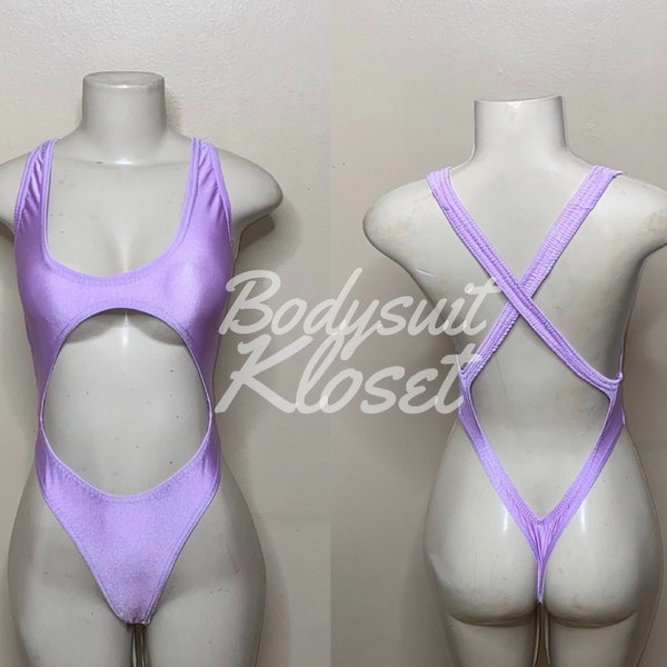 Exotic Dancewear Orchid Thong Bodysuit •Stripper Dancewear •Rave Outfits• Club-Attire •by Bodysuitkloset