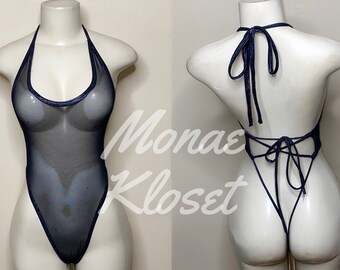 Exotic Dancewear Full Tie Back Thong  •Stripper Dancewear•Rave Outfits•Club-Attire•by Bodysuitkloset•Monaekloset