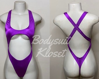 Exotic Dancewear Hibiscus Thong Bodysuit •Stripper Dancewear•Rave Outfits• Club-Attire •by Bodysuitkloset