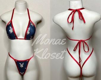 Exotic Dancewear Thong Bikini •Stripper Dancewear•Rave Outfits•Club-Attire•by Bodysuitkloset•Monaekloset