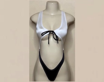 Exotic Dancewear NEW Black Ice Thong Bodysuit •Stripper Dancewear•Rave Outfits• Club-Attire •by Bodysuitkloset