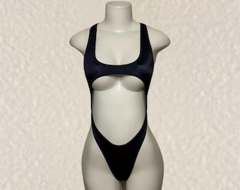 Exotic Dancewear Black Thong Bodysuit • Outfit • Dance • Rave • Club • Gift | BodysuitKloset