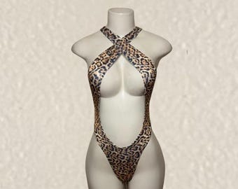 Exotic Dancewear Desert Jaguar Thong Bodysuit • Outfit • Dance • Rave • Club • Gift | BodysuitKloset