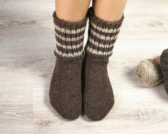 100% hand knit wool socks! Handmade thick wool boot socks! Natural sheep wool socks from Bulgaria! Warm winter socks! Made to order!