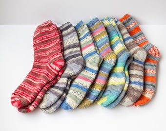 Wool thick colorful socks, knitted winter warm socks