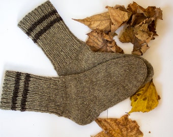 Hand knitted wool socks, thick warm winter socks, extra small to extra large size