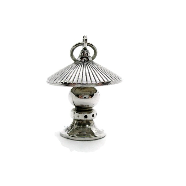 Vintage silver lantern charm or pendant, lampshade bracelet charm