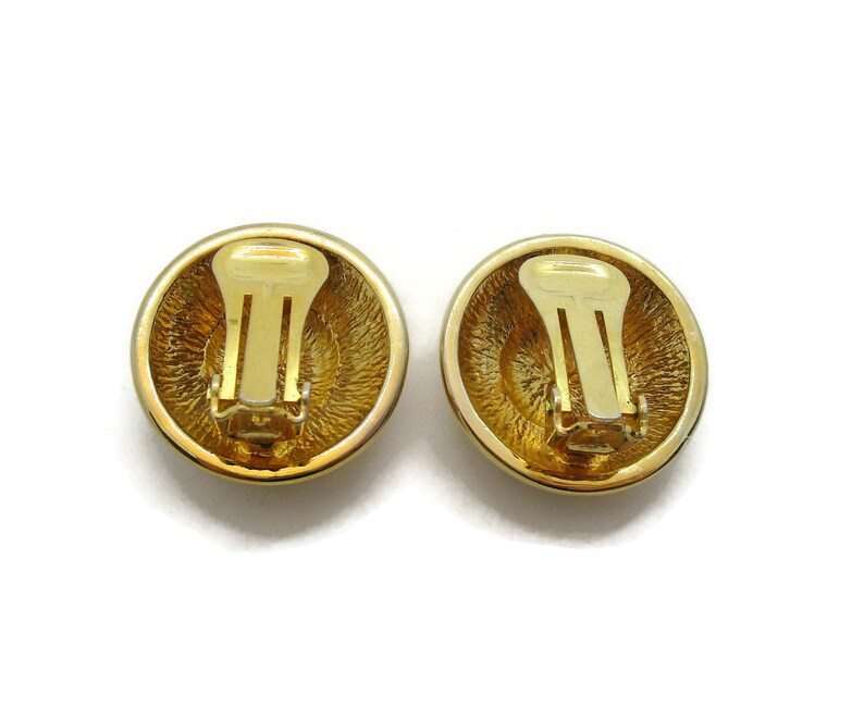 Vintage clip on earrings large textured gold tone clip earrings
