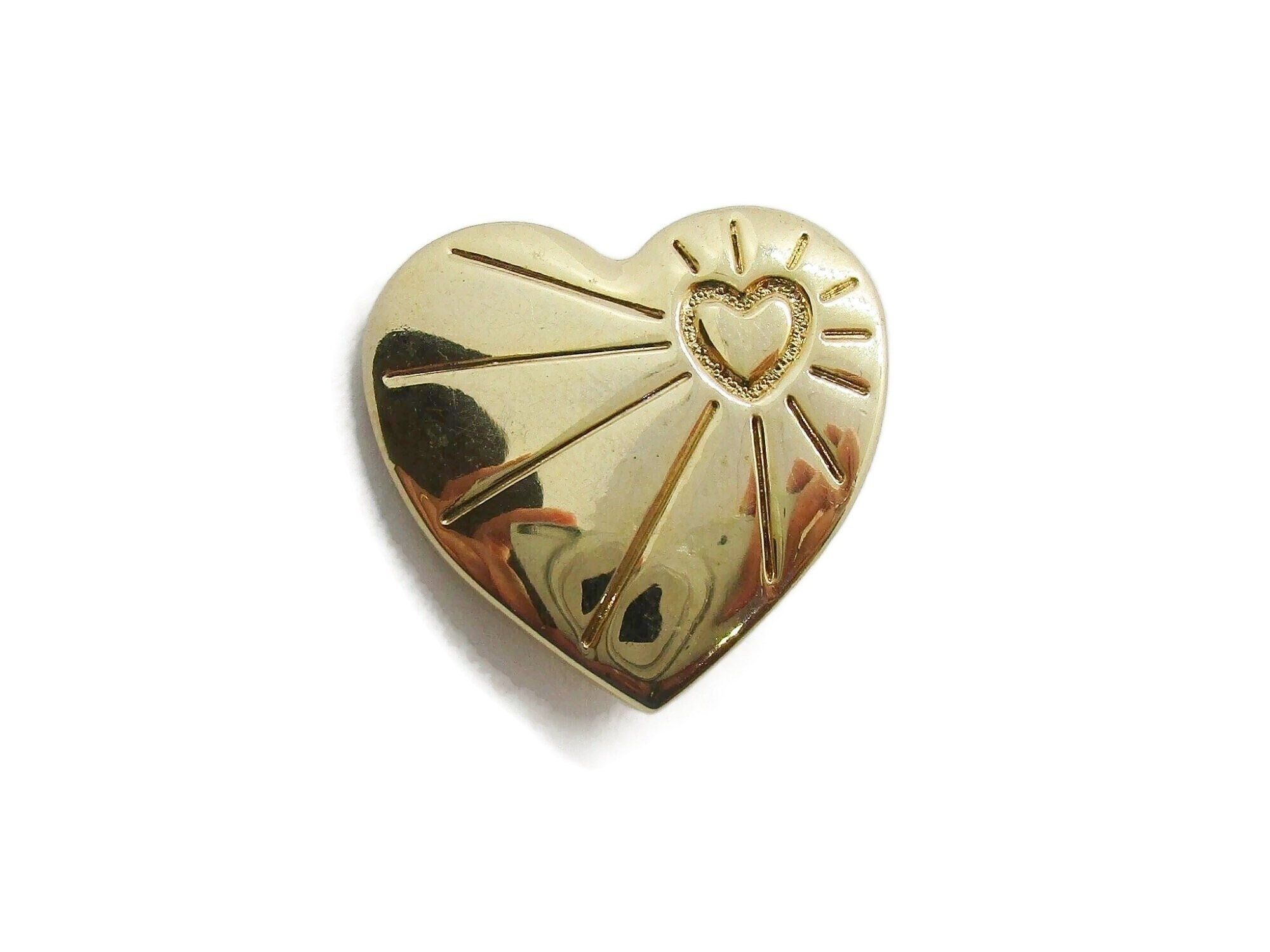 Vintage Gold Tone Heart Brooch Variety Club Heart Lapel Pin
