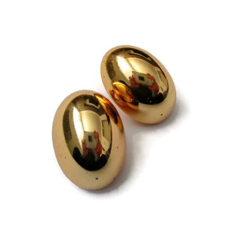 Vintage gold tone button clip on earrings