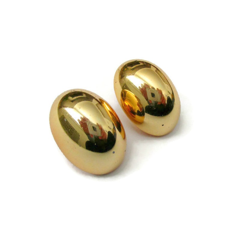 Vintage gold tone button clip on earrings