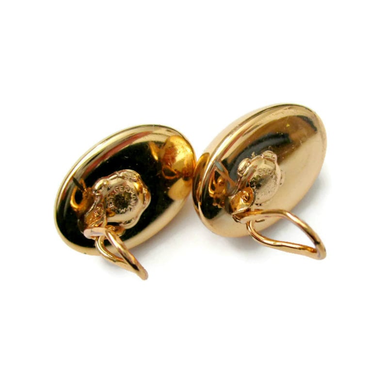 Vintage gold tone button clip on earrings