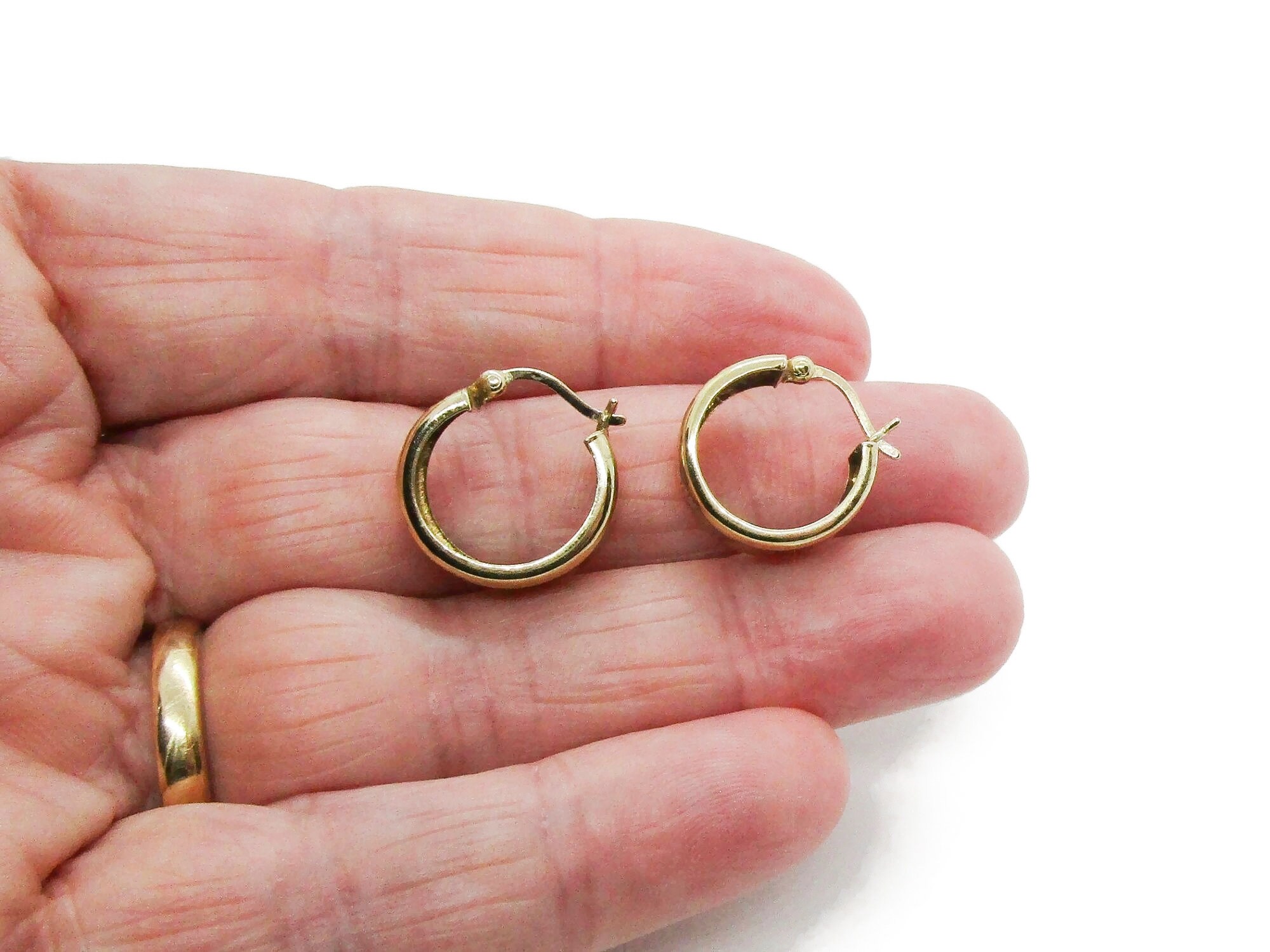Small Chunky Hoop Earrings for Pierced Ears Sterling Silver Etsy