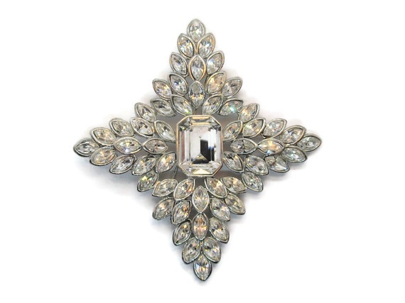 Vintage Kenneth Jay Lane large crystal brooch