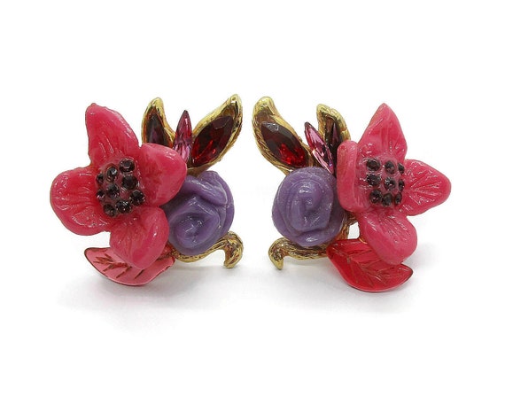 Huge vintage Kalinger clip on earrings, French des
