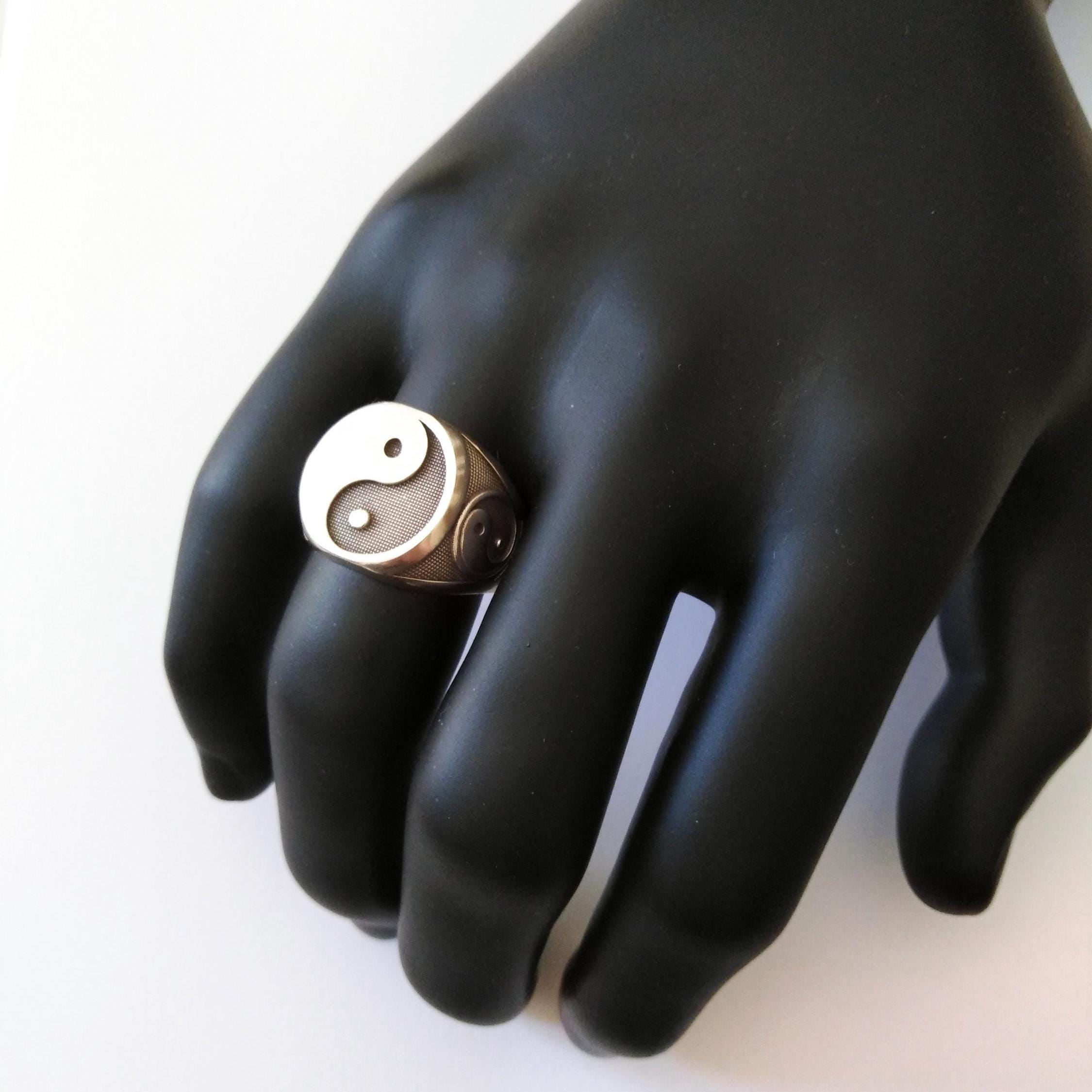 Oxidized Silver 925 Yin Yang Ring | Handcrafted Aged Sterling Silver ...