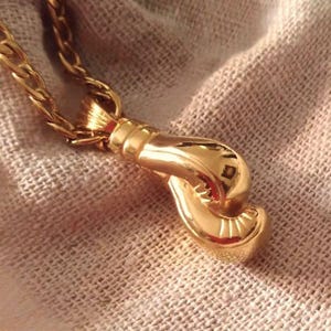 Yellow Gold Boxing Gloves Pendant | Handcrafted Silver 925 Boxing Gloves Necklace | Men&#39;s Sterling Silver Boxing Gloves Necklace | Gloves