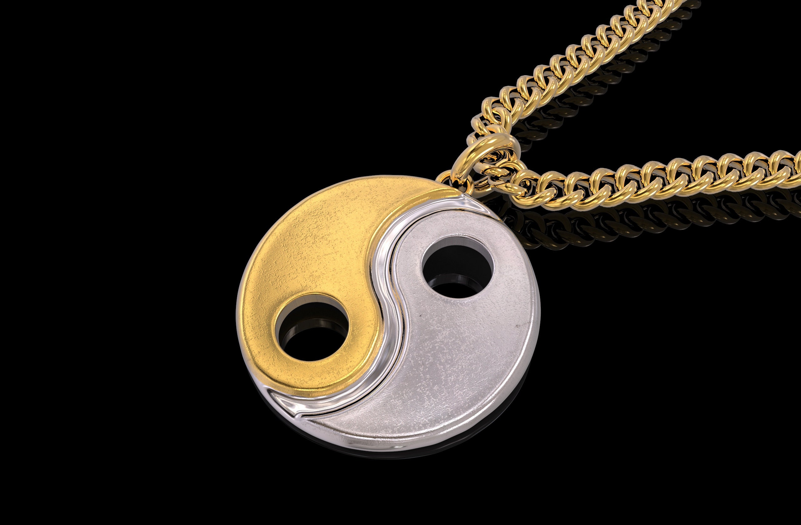 24K Gold Gold YinYang Pendant 24K Gold YinYang Necklace Etsy