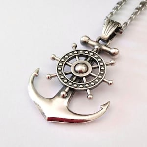Aged Silver 925 Anchor Pendant, Silver Anchor Necklace, Oxidized Silver 925 Anchor Necklace, Men&#39;s Anchor Pendant, Silver Nautical Jewelry