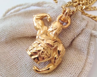 Yellow Gold Plated Bodybuilder Pose Pendant | Handcrafted Silver 925 Bodybuilder Pendant | Silver Bodybuilder Pendant | Bodybuilder Pendant