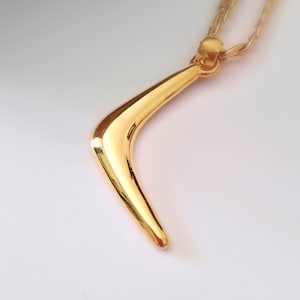 Gold Boomerang Pendant, Sterling Silver Boomerang, Men's Silver Pendant, Women's Gold Necklace, Gold Boomerang Pendant, Silver 925 Boomerang